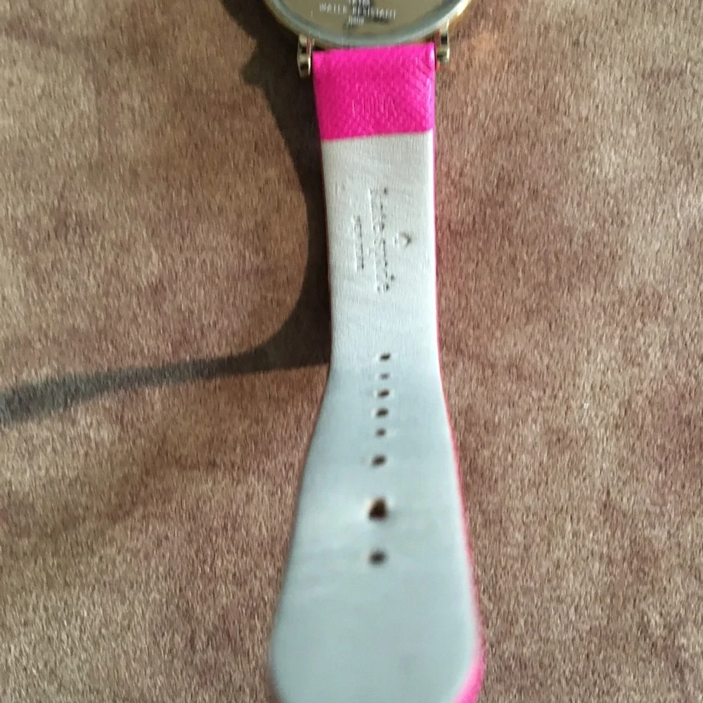 KATE SPADE METRO NWOT AUTHENTIC GENUINE LEATHER HOT PINK GOLD-TONE WATCH